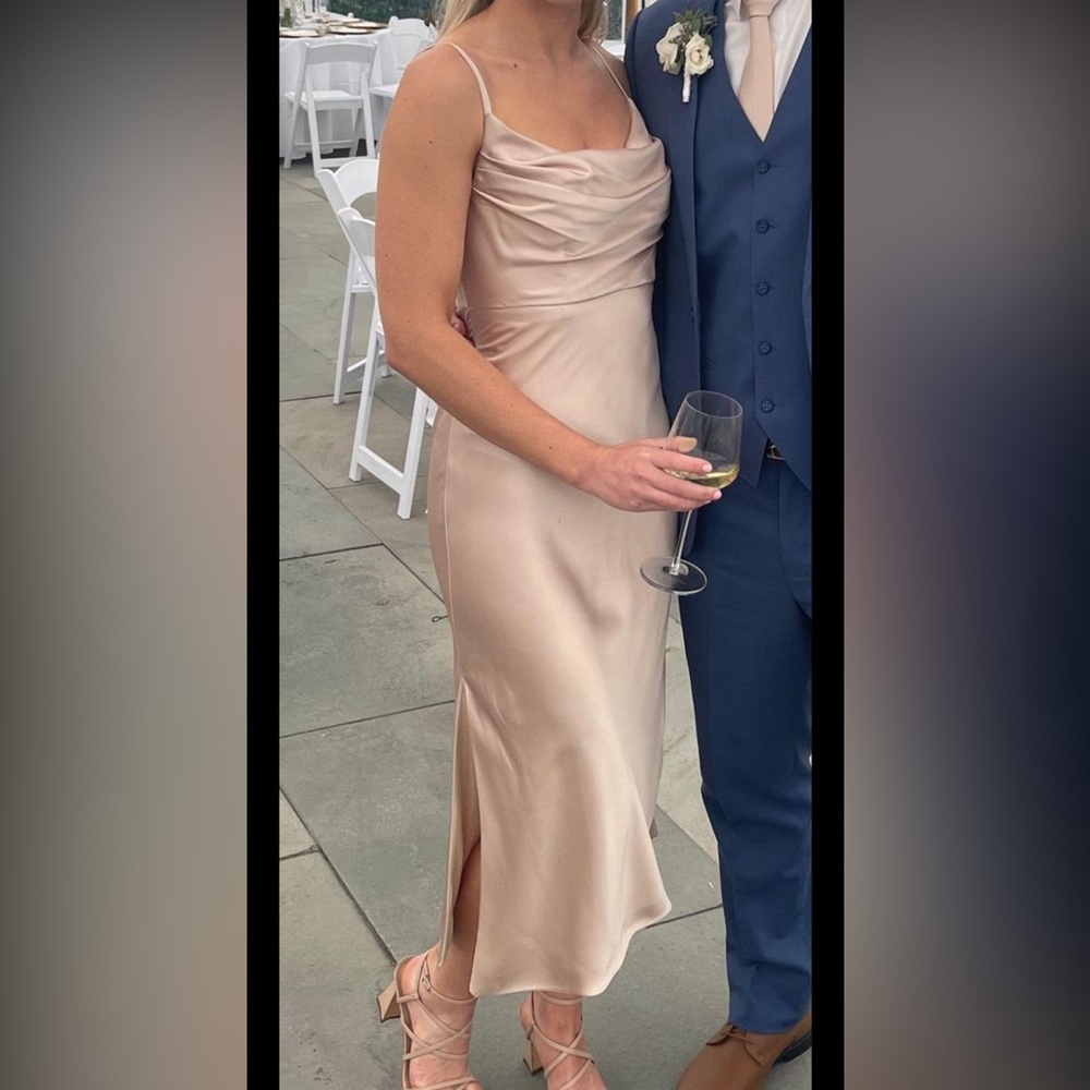 Revelry skye satin dress gold champagne